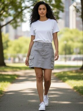 Love Tree Light Gray Cargo Mini Skirt